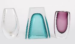 3 DANISH ART GLASS VASES