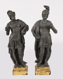 PAIR OF 19TH-CENTURY BRONZED CLASSICAL FIGURES