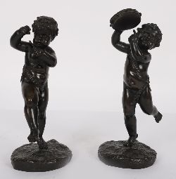 PAIR OF 19TH-CENTURY HEAVY BRONZE FIGURES