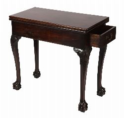 FINE GEORGE III MAHOGANY CARD TABLE