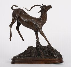 MODERNIST BRONZE SCULPTURE OF AN ANTELOPE