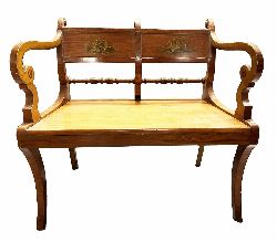REGENCY SATINWOOD AND PAINTED HALL SEAT