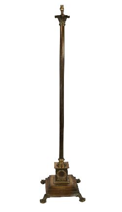 EDWARDIAN BRASS CORINTHIAN COLUMN STANDARD LAMP
