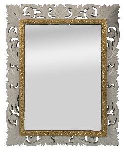 19TH-CENTURY PAINTED AND GILDED CUSHION MIRROR