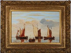 DUTCH SCHOOL, DUTCH SAILING BOATS, OIL ON CANVAS