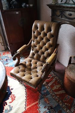 REGENCY HIDE UPHOLSTERED LIBRARY CHAIR