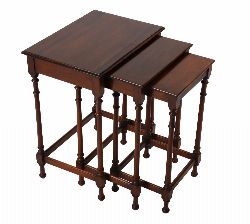 NEST OF THREE MAHOGANY TABLES