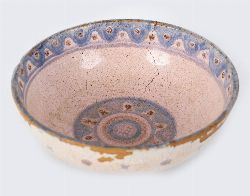 EARLY GLAZED CERAMIC BOWL WITH GEOMETRIC MOTIF