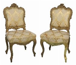 PAIR OF 19TH-CENTURY LOUIS XV GILTWOOD CHAIRS