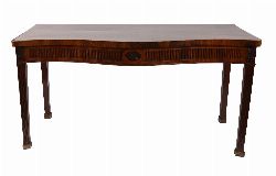 IMPORTANT GEORGE III MAHOGANY HEPPLEWHITE SERPENTINE SERVING TABLE, C. 1790