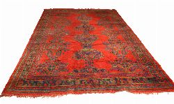 TURKISH HAND-KNOTTED WOOL CARPET WITH RED GROUND