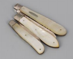 THREE MOTHER-OF-PEARL POCKET KNIVES