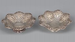 PAIR OF SILVER BONBON DISHES