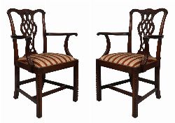 PAIR OF CHIPPENDALE STYLE MAHOGANY ELBOW CHAIRS