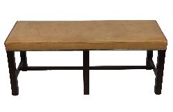 EDWARDIAN HIDE AND MAHOGANY STOOL