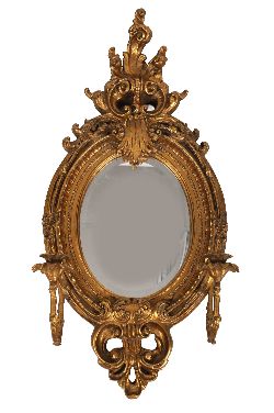 CARVED GILTWOOD GIRANDOLE MIRROR