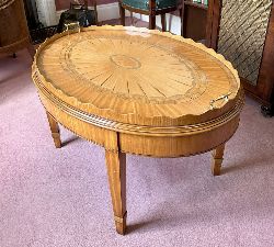 SATINWOOD & PARQUETRY TRAY TOP COFFEE TABLE