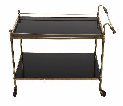 TWO TIER BRASS TEA TROLLEY