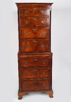 GEORGE III STYLE WALNUT CHEST-ON-CHEST