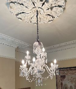 LARGE 10-LIGHT WATERFORD CRYSTAL CHANDELIER