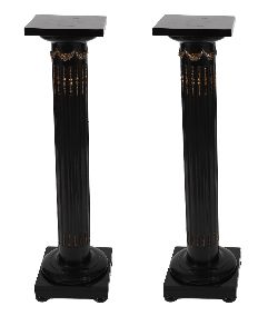 PAIR OF 19TH-CENTURY EBONY AND GILT NEO-CLASSICAL PEDESTAL STANDS