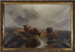HIGHLAND CATTLE IN A MISTY GLEN, 19TH-CENTURY BRITISH SCHOOL