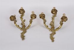 SUITE OF SIX GILT-BRONZE WALL APPLIQUES