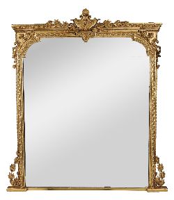LARGE AND IMPRESSIVE 19TH-CENTURY GILT OVERMANTEL MIRROR