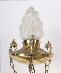 REGENCY-STYLE BRASS HANGING TORCH LIGHT
