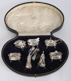 CASED STERLING SILVER CONDIMENT SET, CHESTER 1942