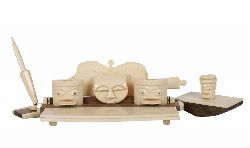 MID-20TH CENTURY HANDCRAFTED WOODEN AND BONE DESK SET