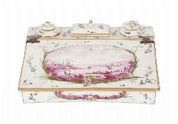 18TH-CENTURY FRENCH FAIENCE DESK INKWELL, MARKED VP