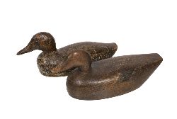 PAIR OF WOODEN DECOY DUCKS