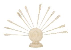 ANGLO-INDIAN CARVED BONE TAJ MAHAL SOUVENIR FAN