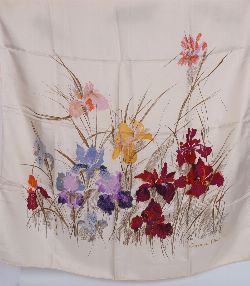 CHRISTIAN DIOR SILK SCARF WITH FLORAL DESIGN